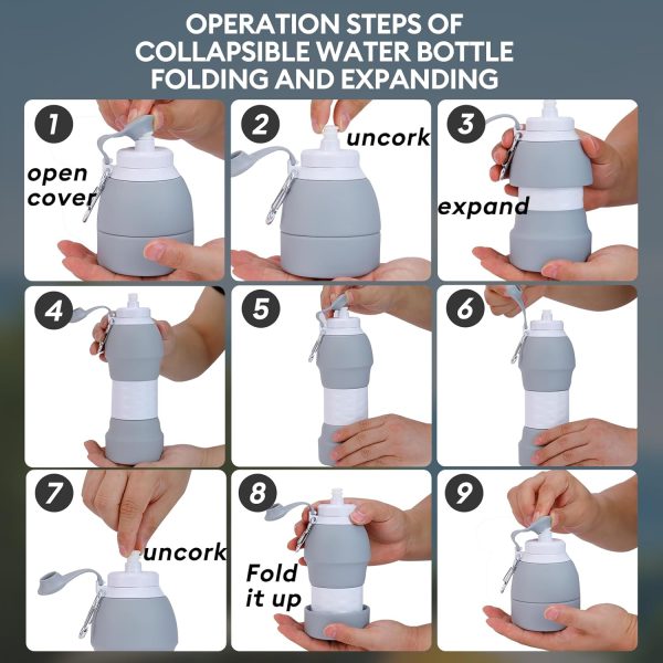Collapsible Water Bottles 20oz – BPA-Free, Leak-Proof, Foldable Silicone Bottle with Flip-Up Straw & Strap for Traveling, Compact for Men, Women, Gym, Outdoors – Lightweight & Portable. - Image 3