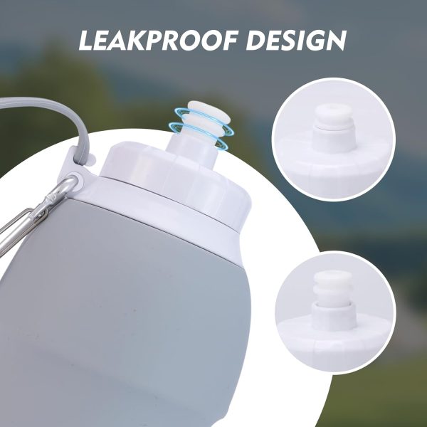 Water Bottle, Upgrade Leakproof Foldable BPA Free Silicone Reusable Sports Bottle, Portable Refillable Bottles with Carabiner, Ideal for Travel Hiking Outdoor Camping Gym - Image 5