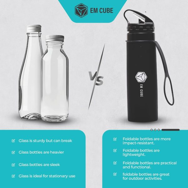 Collapsible Water Bottles 20oz – BPA-Free, Leak-Proof, Foldable Silicone Bottle with Flip-Up Straw & Strap for Traveling, Compact for Men, Women, Gym, Outdoors – Lightweight & Portable. - Image 9