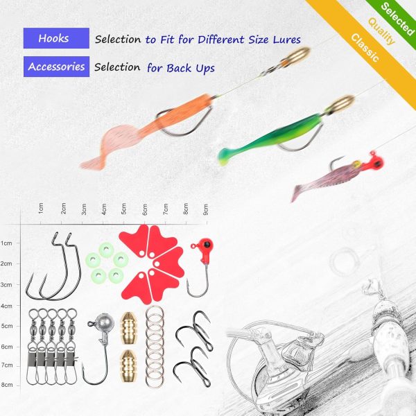 Fishing Lures Set Fish Lure kit for Bass Trout Salmon Freshwater Fish Tackle kit Including Plastic Shrimp Worm Bait Spoon Grasshopper Crankbait Jigs Hooks Fishing Gear and Equipment - Image 6