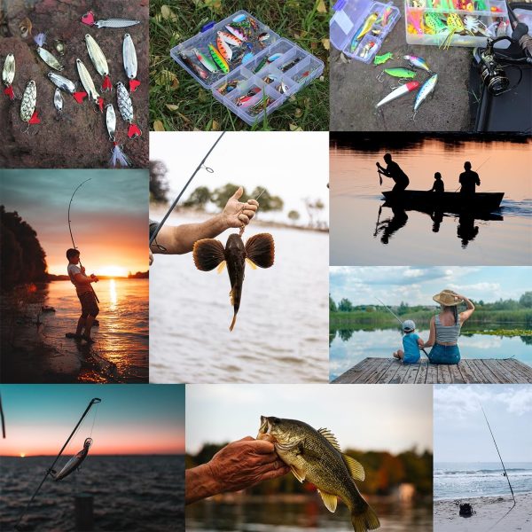 Fishing Lures Set Fish Lure kit for Bass Trout Salmon Freshwater Fish Tackle kit Including Plastic Shrimp Worm Bait Spoon Grasshopper Crankbait Jigs Hooks Fishing Gear and Equipment - Image 7